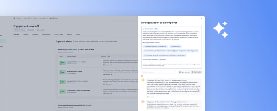 KI-Zusammenfassungen für&nbsp;Antworten rund um „Größte Stärken & Verbesserungsvorschläge“&nbsp;