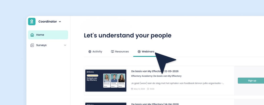 Watch webinars directly in My Effectory