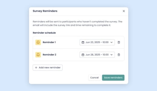 Adjust date/time or add schedules for reminder emails